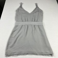 Alexandra Vidal Silk Mini Blouson Dress Gray V-Neck Evening Casual Wear Size 4