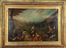 POPULAR SCENE. ANONYMOUS. DUTCH SCHOOL. OIL ON TABLE. CENTURY XVIII.
