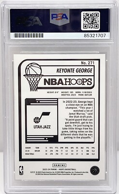 Keyonte George Signed Auto 2023-24 NBA Hoops Rookie Card PSA/DNA 