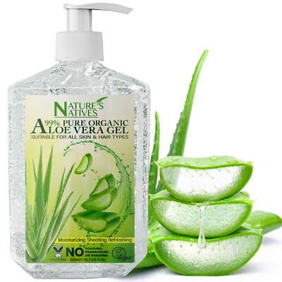 Reines 99% Bio Aloe Vera Gel aus frisch geschnittener Aloe für Gesicht, Haare, Haut 