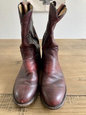 Vintage Justins Cherry Brown Leather Western Boots Style 3435 Cowboy Boots Sz 7D