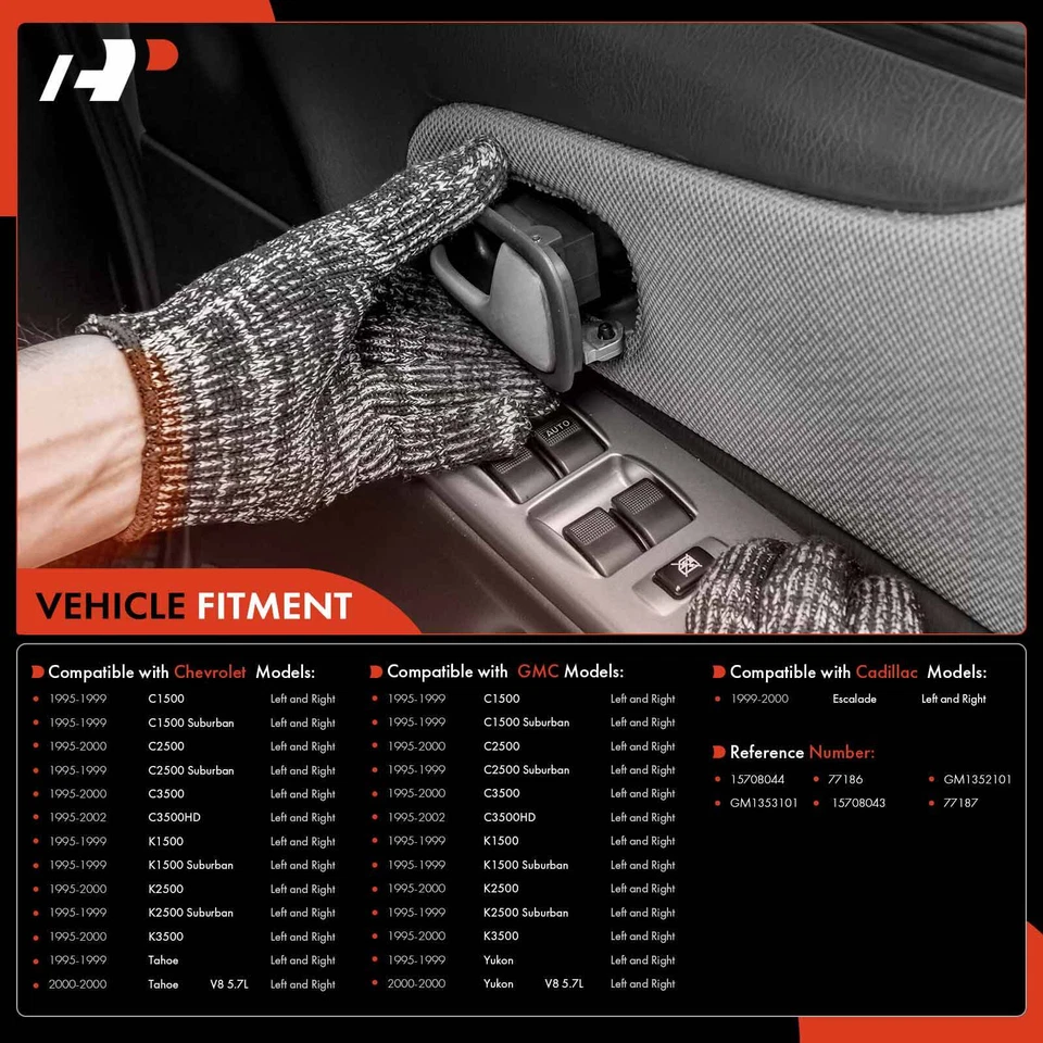 Manija de puerta interior de conductor y pasajero con acabado beige 2 piezas para GMC C1500 C2500 Foto 2 de 4