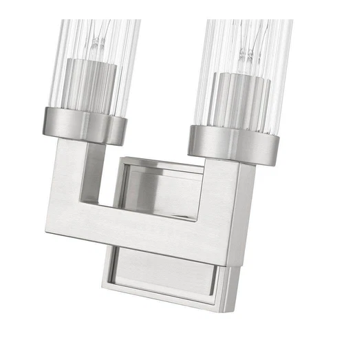 Z-Lite Beau 16.75 in. Brushed Nickel 2 Light Wall Sconce w/ Clear Glass Shade - Picture 5 of 9