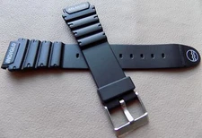 New Mens Timex Atlantis 19mm Black with Gray Logo Rubber Sport Watch Band Strap