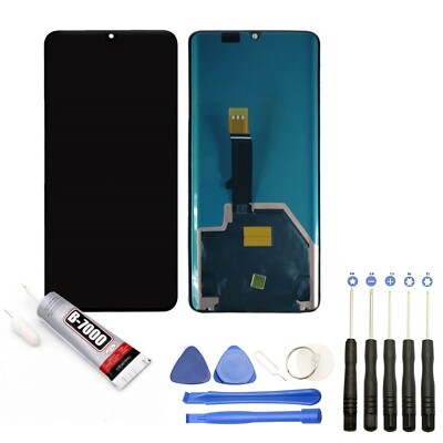 Ecran LCD + Vitre tactile sur châssis Huawei P30 Bleu nacré + outils