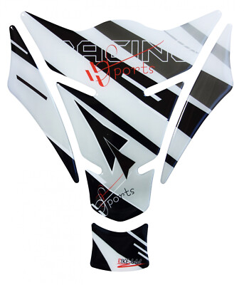 Tankpad 3D Motorrad Gel Aufkleber - Weiß Racing Sports Lackschutzfolie : Form 15
