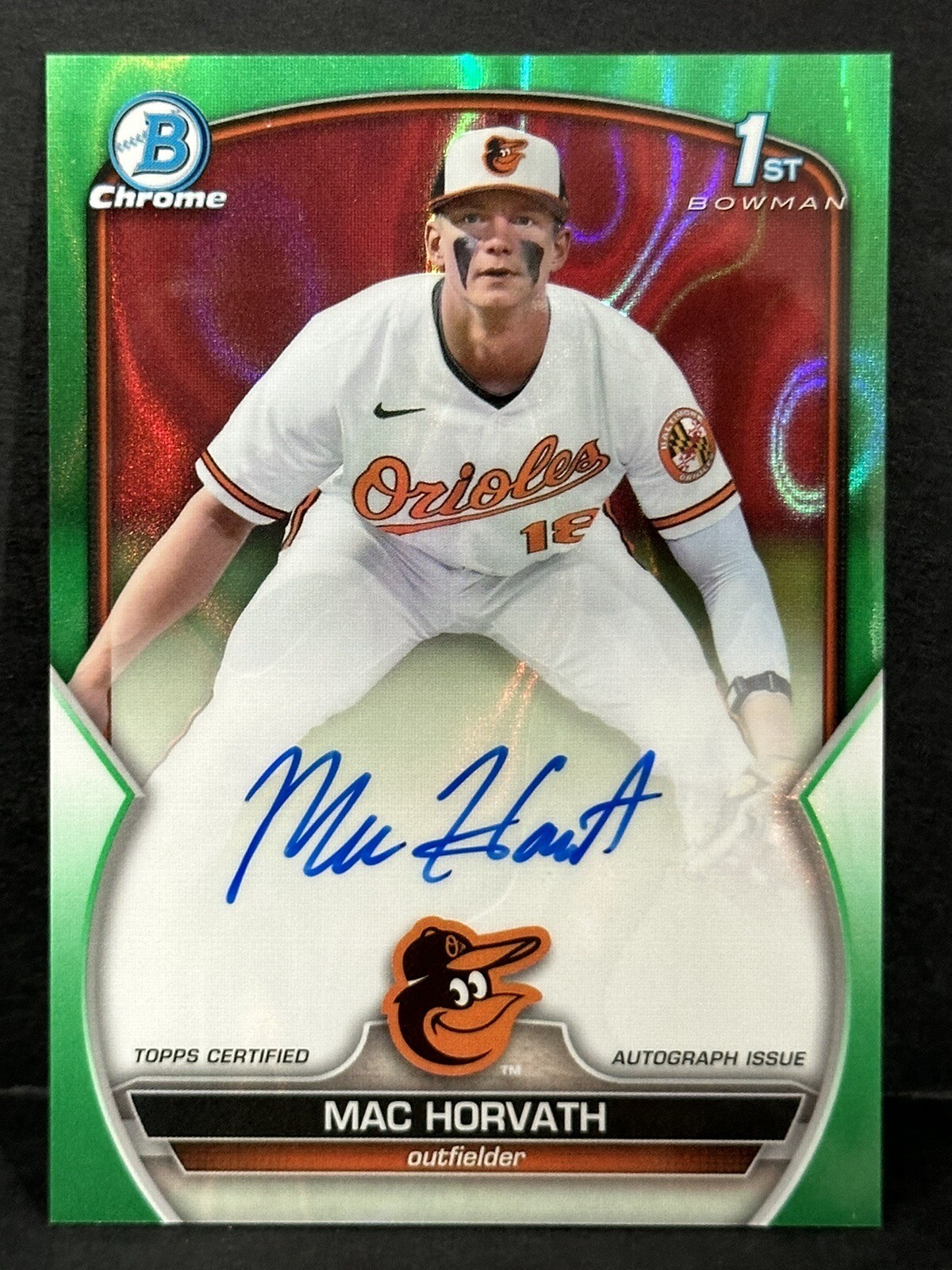 2023 Topps Chrome Bowman Draft 1st Bowman Mac Horvath Auto Green Lava /99