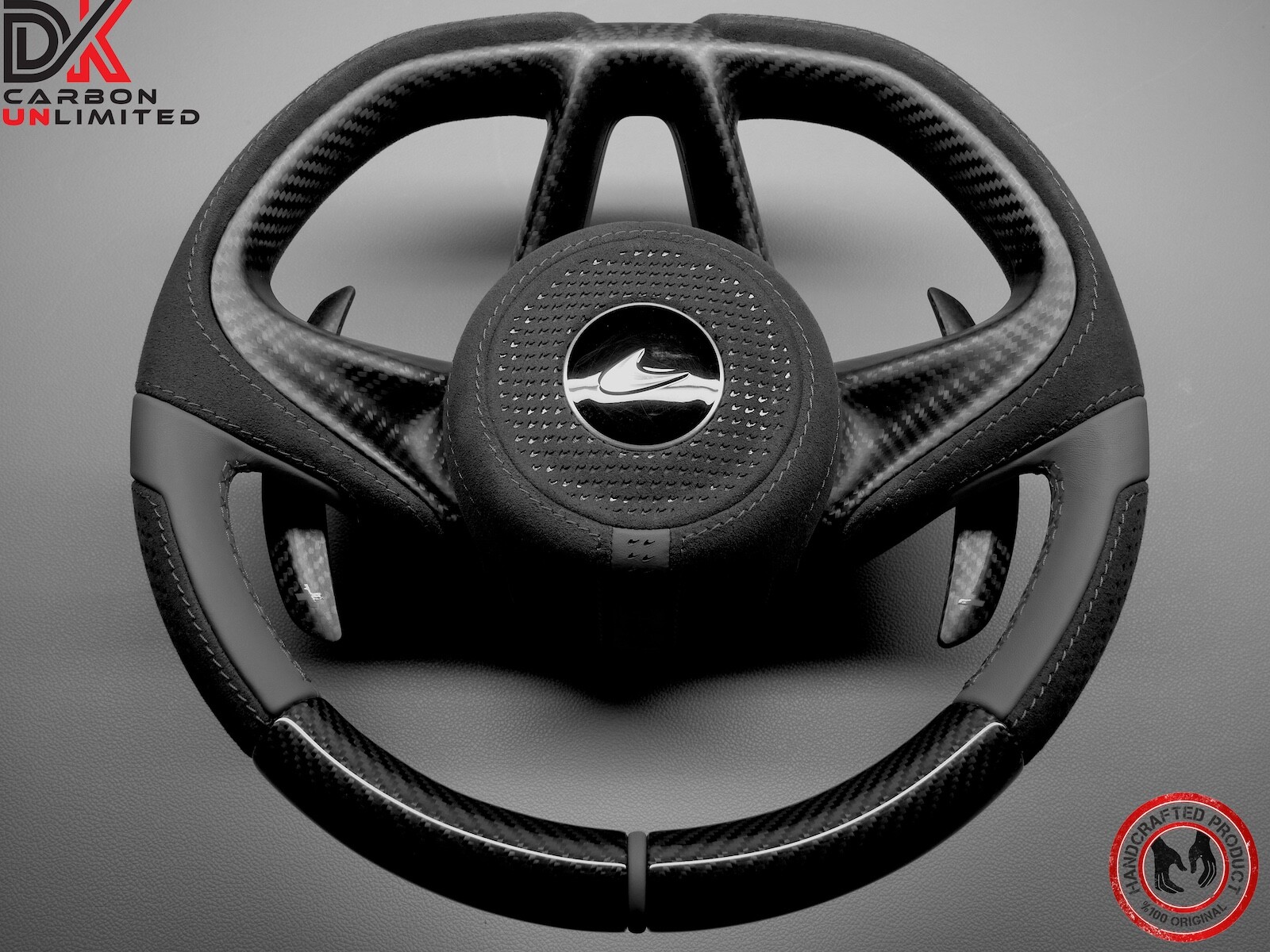 McLaren 720S 750S 765LT Spider GT Gray Ring Napa Gloss Carbon Steering Wheel