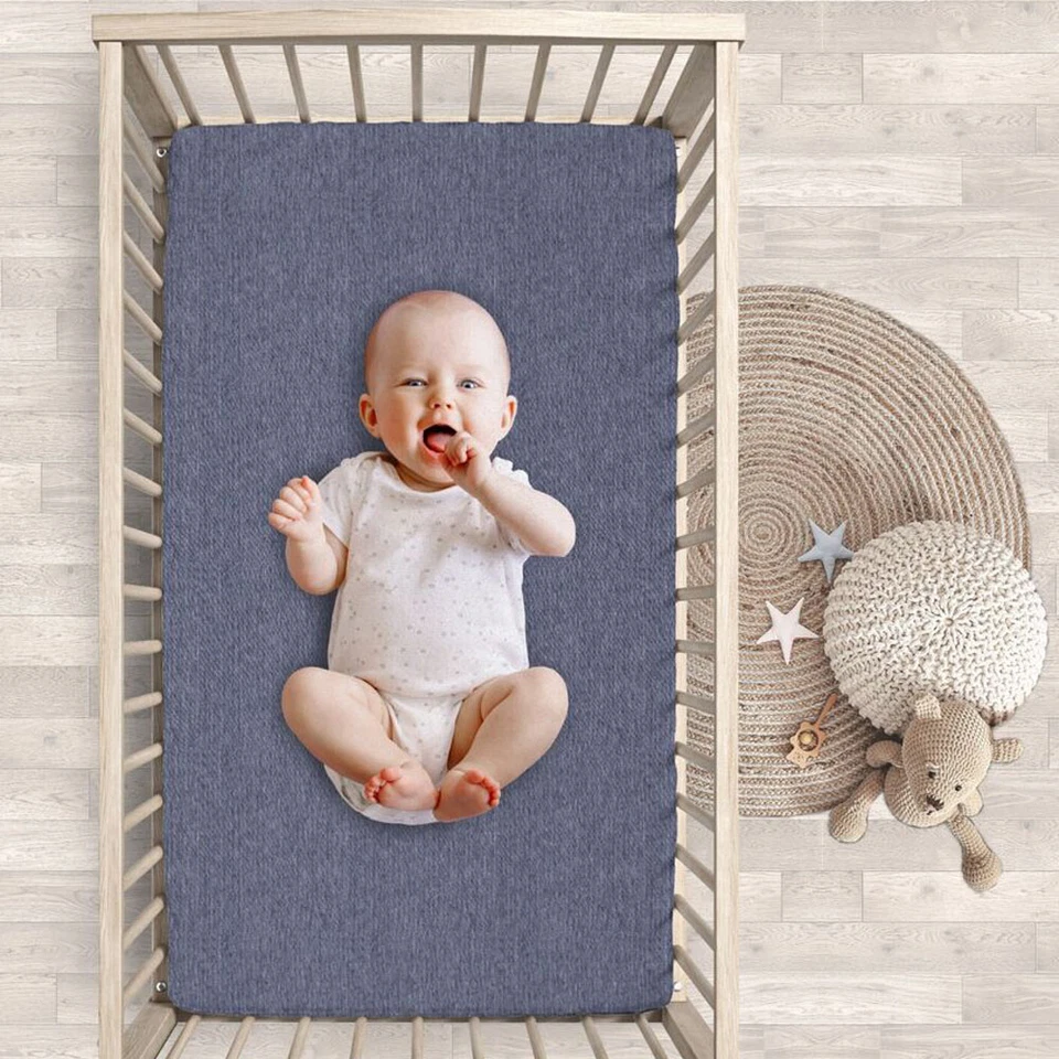 100% Jersey Cotton Cot Bed Fitted Sheet Mattress Cover (120x60cm & 140x70cm) - Image 3 of 4