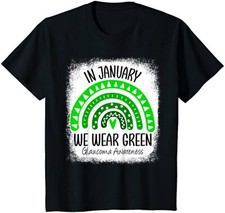 Rainbow We Wear Green Glaucoma Awareness Month Ribbon Youth Unisex T-shirt