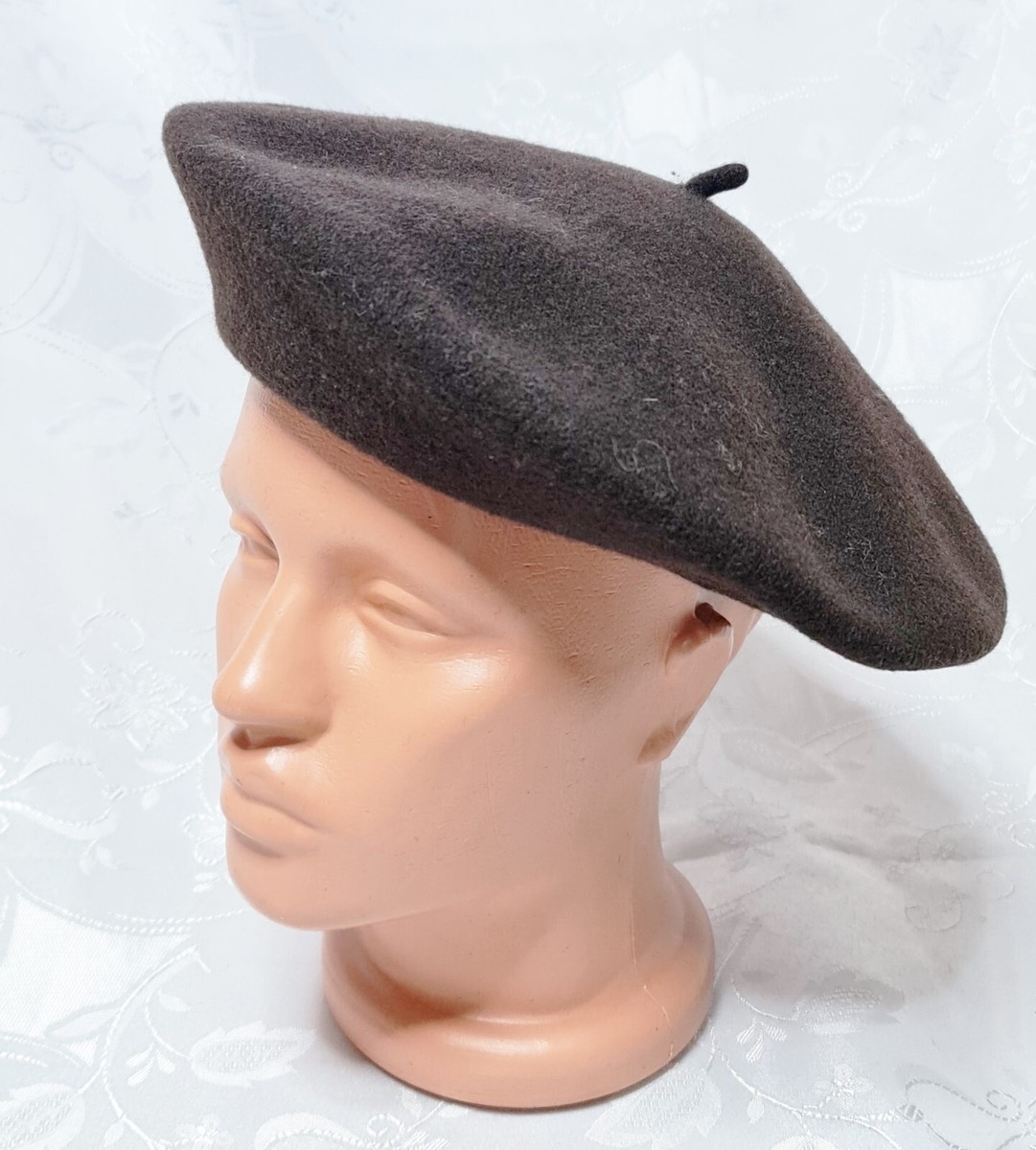 帽子 BERET / BROKEN WOOL / BROWN HEATHER M/L VINTAGE AUTHENTIC WOOLMARK BROWN WOMEN'S WOOL BERET HAT SIZE