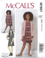 McCall's M7857 Shawl Collar Cardigan, Gathered Dress, Peasant Sleeve Sz 7-14 UC