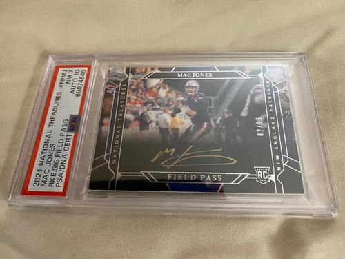 2021 Panini National Treasures Mac Jones Field Pass Rookie PSA 7 Auto 10 #/99