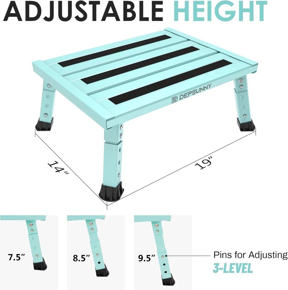 Multi-Purpose Adjustable Step Stool for RVs & Home - 1,000 lb Capacity, Foldable - Image 4 of 4
