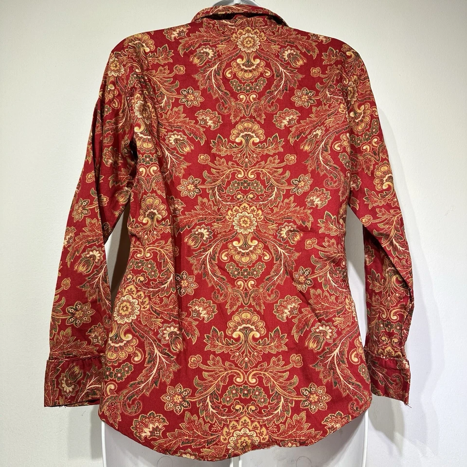 Ralph Lauren Women’s Cotton Red Paisley Pajama Top Button Front S - Image 4 of 4