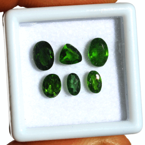 Lotto 6 pz pietre preziose sfuse taglio sfaccettato 5mm-6,5mm cromo naturale diopside non trattate - Foto 6 di 10