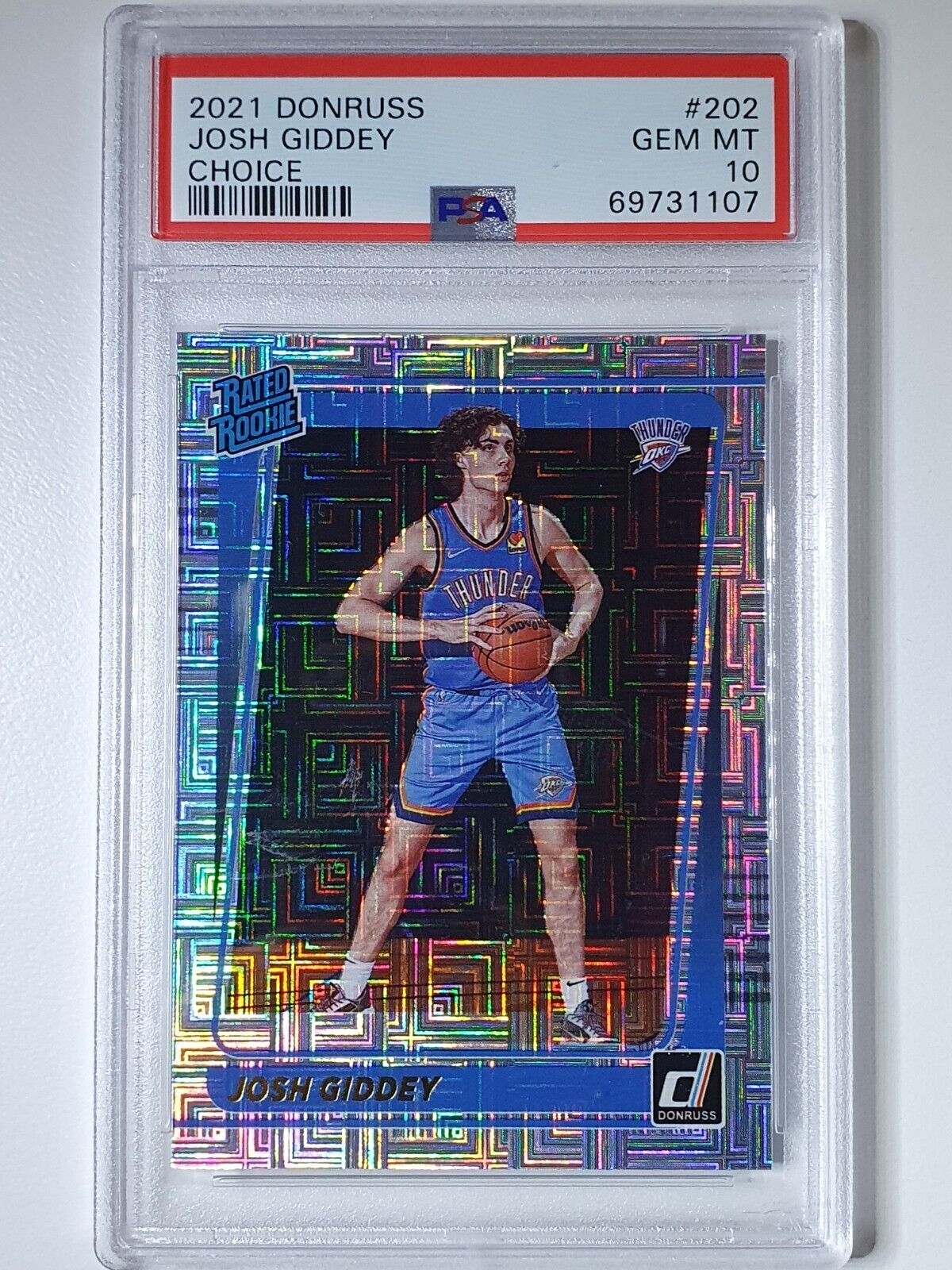 2021 Panini Donruss Josh Giddey Rookie #202 CHOICE PRIZM RC - PSA 10 (LOW POP)