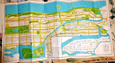 VINTAGE lot of 2 MAP MAPS NEW YORK HOUSE NUMBERS POSTAL CODES PARCELS  1953