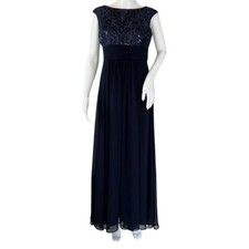 Eliza J Women's Maxi Dress Sleeveless Formal Evening Gown Navy Blue Sz 4P