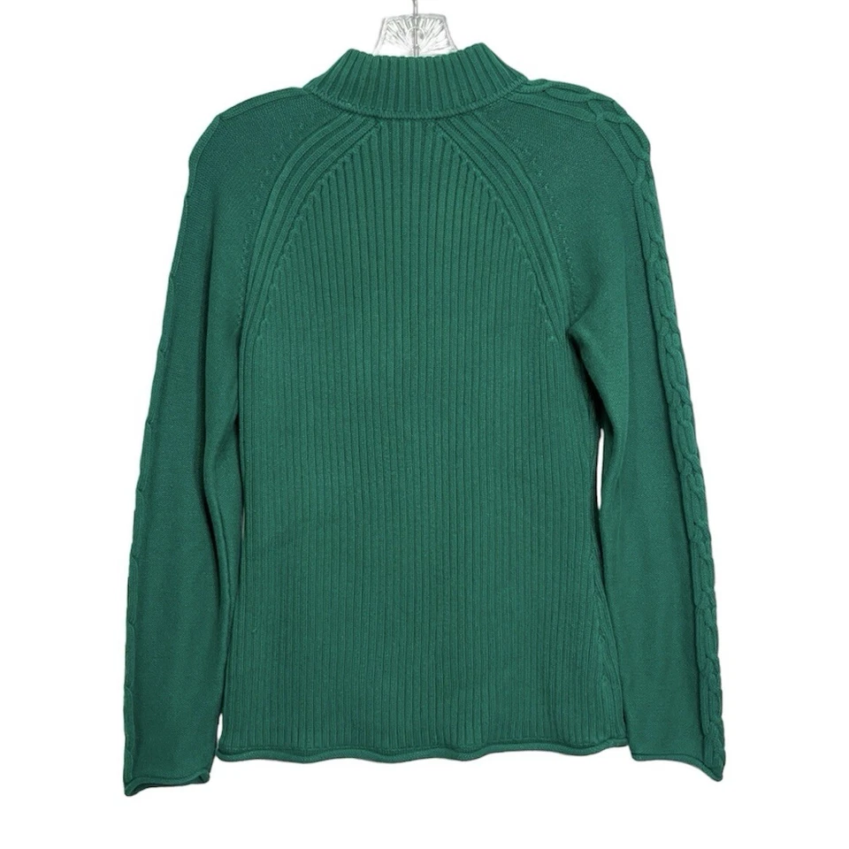 Suéter Style & Co Para Mujer Talla M Verde 1/4 Cremallera Tejido Acanalado Manga Larga Foto 2 de 4