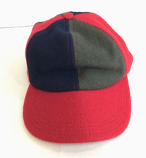Red Green Black Wool Baseball Cap Brim Made in USA Adjustable