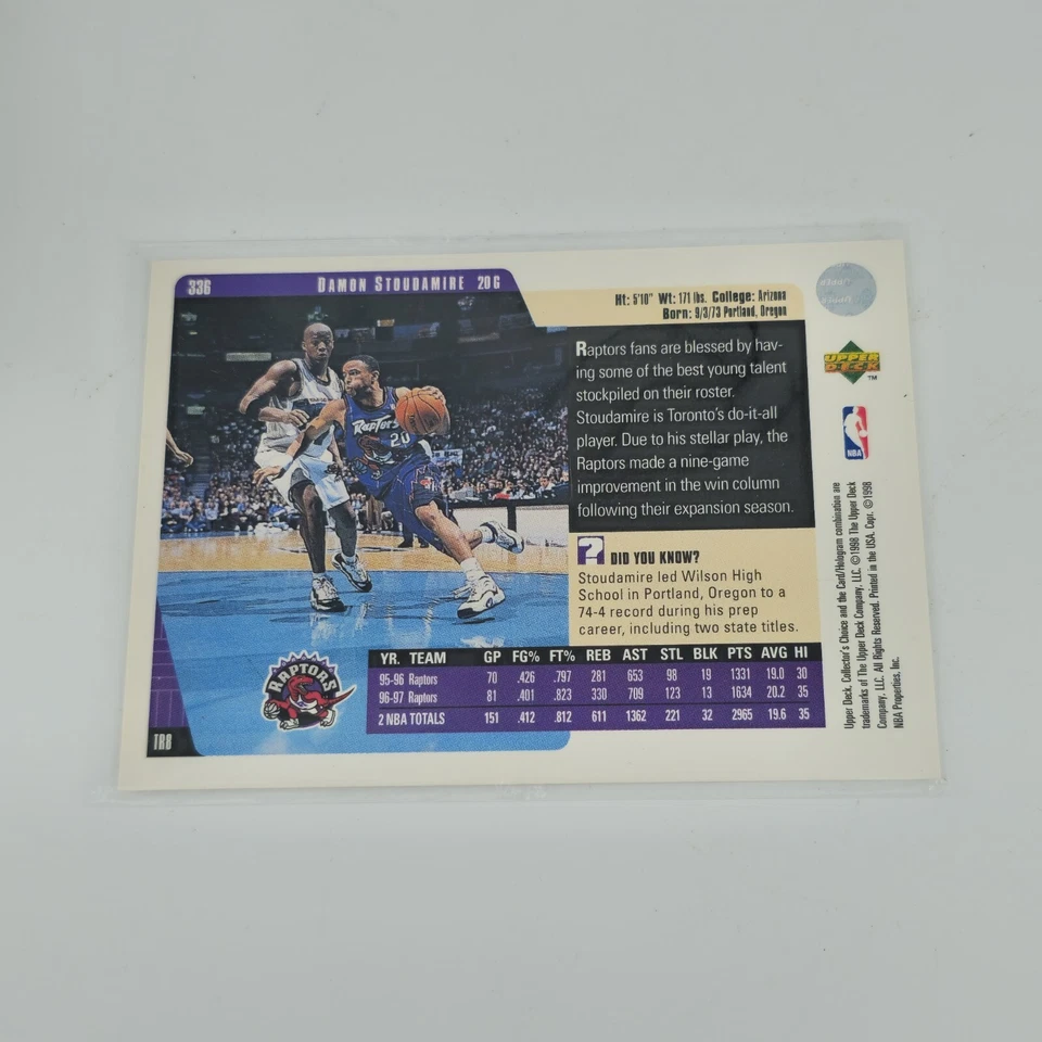 1997-98 Collector's Choice Damon Stoudamire Toronto Raptors #336 - Image 2 of 2