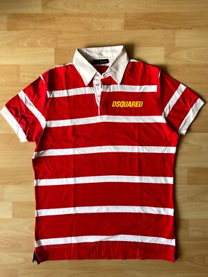 DSQUARED2 D2 S/S 2008 RACING, GR. M,  Polo Shirt T-Shirt gestreift rot weiß