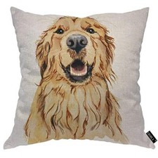 Golden Retriever Throw Pillow Cover Yellow Breed Canine Funny Domestic Mammal...