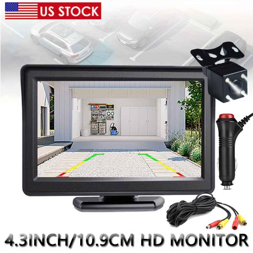 4.3 Inch HD Monitor with 4 LED Backup Camera System for Trucks and Cars