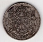 1937 Canada Fifty 50 Cent George Vi Silver Half Dollar Coin
