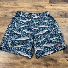 Vineyard Vines Men's Smal Tropical Tarpon Chappy Swim Trunks Lined Pockets Blue
