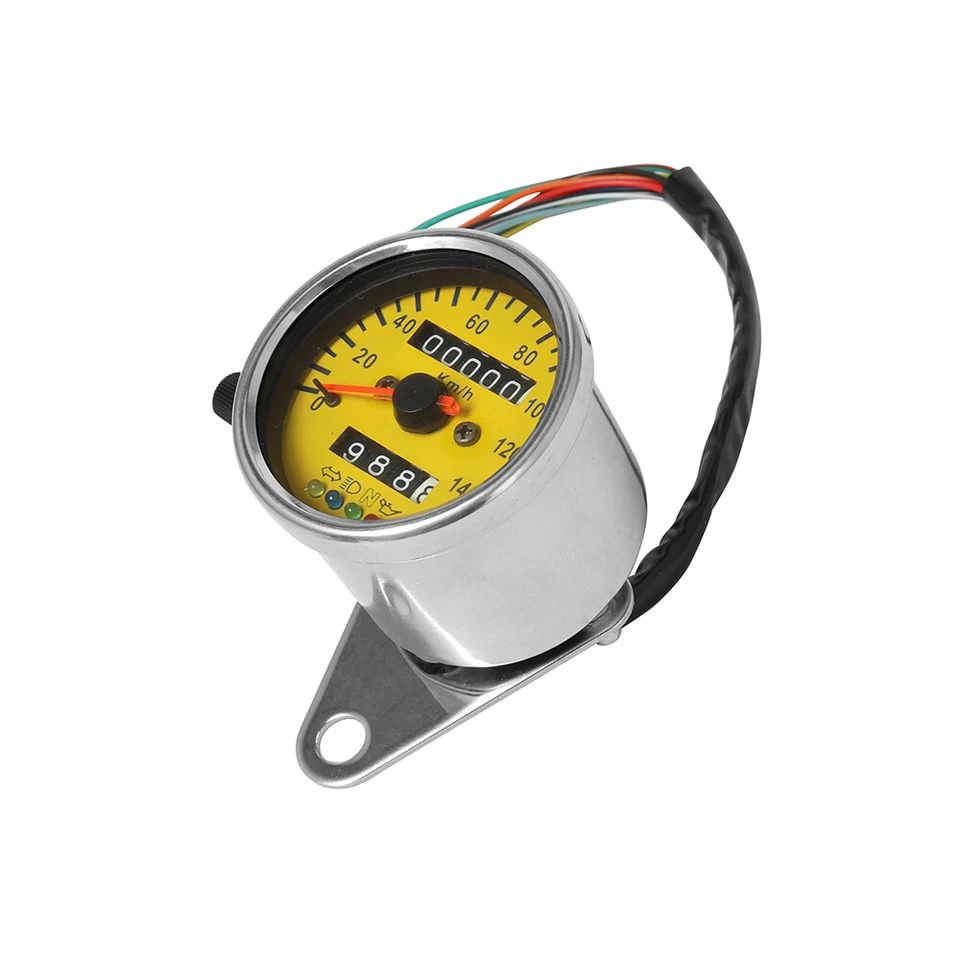 12V Moto Doble Odómetro Velocímetro Medidor Luz Señal LED 0-140 Kmh Foto 2 de 4