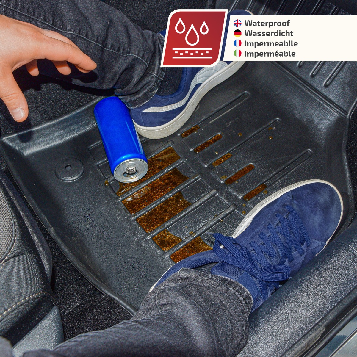 Tappetini In Gomma Per Auto MOTOS Per Volvo V70 II (2000-2007) | Set 3D Antiscivolo, Bordi Rialzati | Resistenti Da -50°C A +110°C, Riciclabili - 5