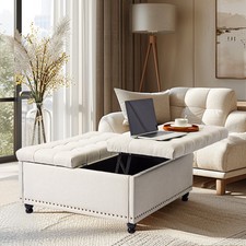 Pottomano Portaoggetti Quadrato Grande 90 cm con Portaoggetti Coffee Table