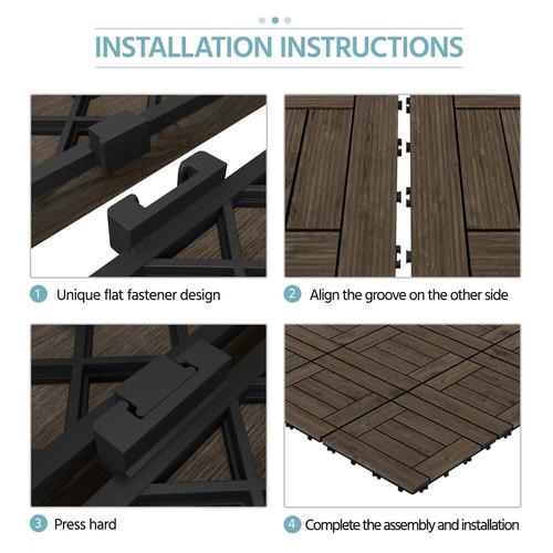 SmileMart 27pcs Indoor Outdoor Wood Flooring Tiles for Patio Garden 12 x 12 - Picture 19 of 20