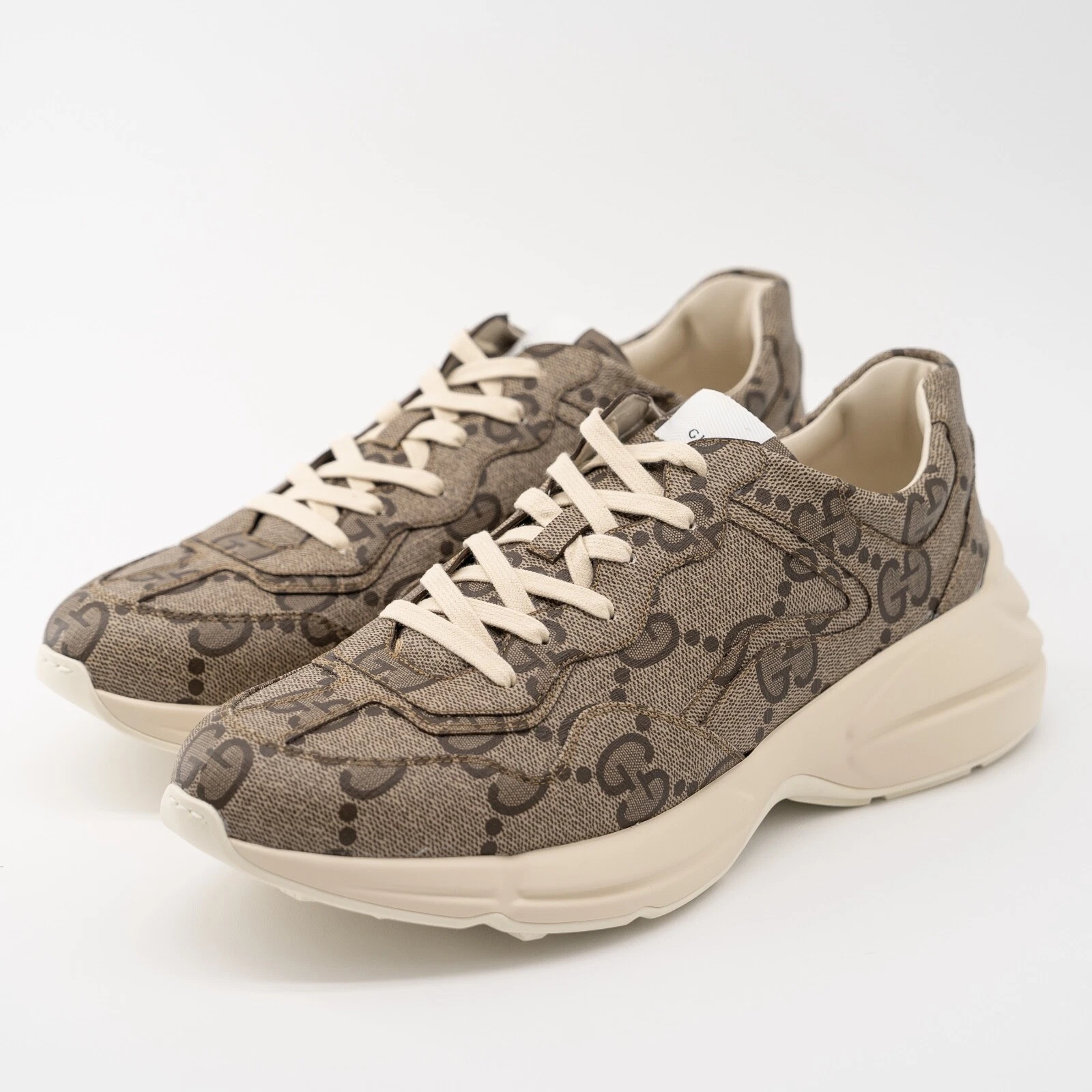 Taille 15,5G   Baskets Gucci 100 Rhyton beige monogramme macro GG toile