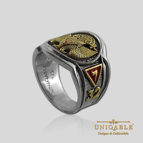 Anello massonico di rito scozzese rito massonico oro .925 placcato da UNICO - Foto 7 di 12