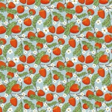 Fat Quarter Nutex Whimsical Fields Strawberry Plants Leaves Floral Flower Fabric