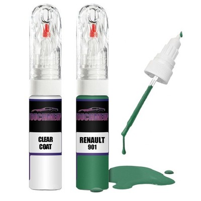 Lackstift für RENAULT VERT VERTIGO 901 + Clear Klarlack Pinsel Kratzer Fix Kit