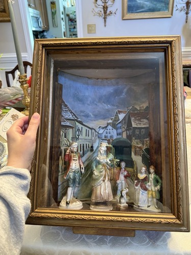 Antique Early 1900’s European Folk Art Diarama Rare And Signed Prof Appraised