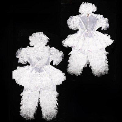 Girl Maid Sissy Lockable white satin Organza Dress cosplay costumes Tailor-made