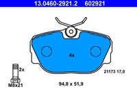 Ate Bremsbelagsatz Scheibenbremse 13.0460-2921.2 FüR Bmw Z1 E30 3Er Touring 316