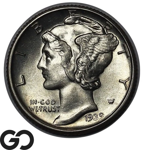 1939-D Mercury Dime, Full Split Bands, Gem BU++ FSB