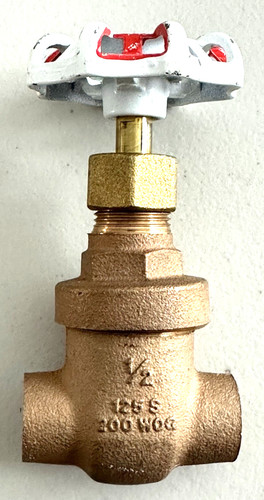 Vintage Toyo Red/White  1/2" Sweat Brass Gate Valve, MPN 207A, NOS