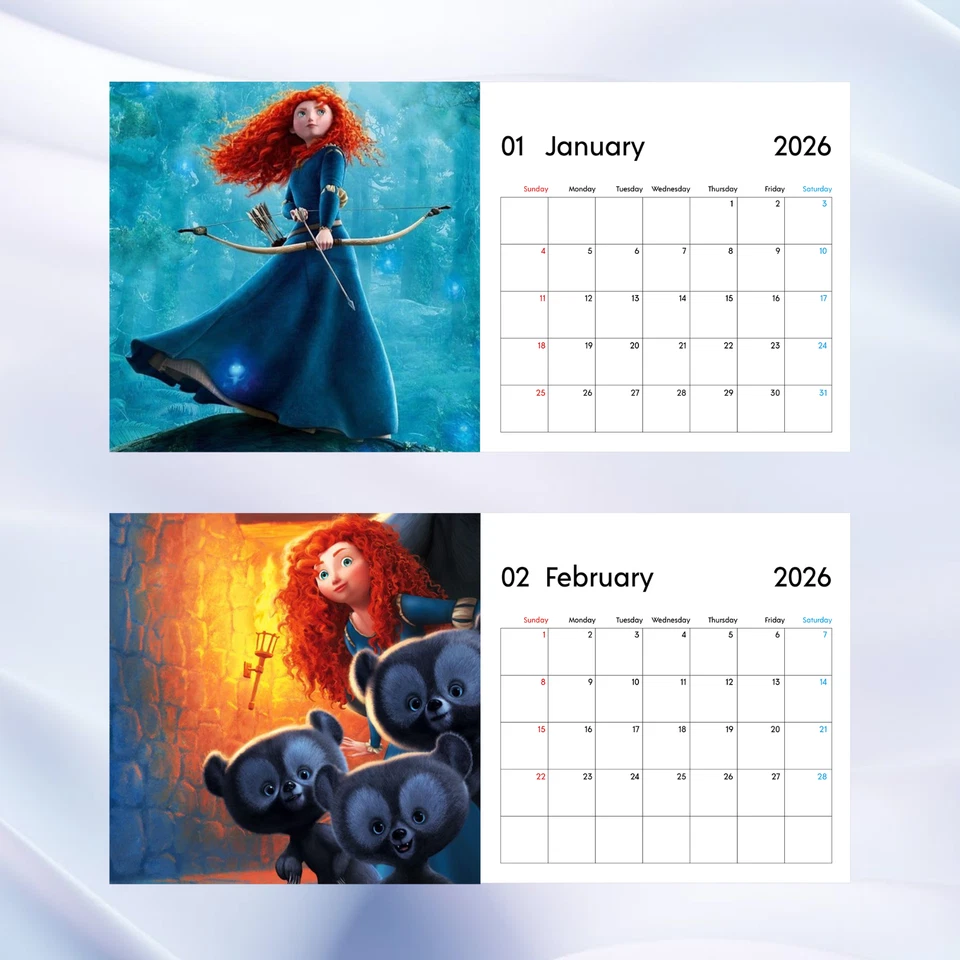 Calendario Brave 2026, Calendario de Pared Princesa Mérida Disney Pixar, Regalo Fantasía Foto 2 de 4