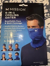 Mission 6-in-1 Cooling Gaiter Breathable Face  Neck Coverage Blue