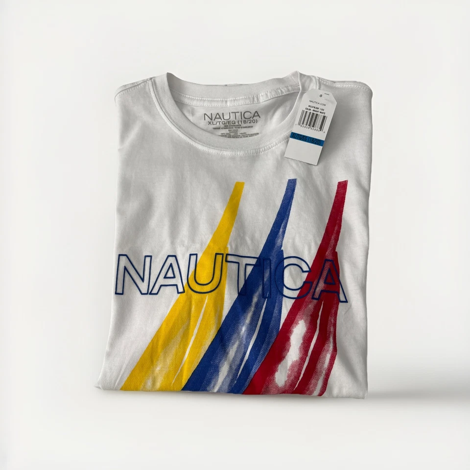 Camiseta blanca brillante con logotipo de Nautica para niños talla XL 18/20 nueva con etiquetas Foto 2 de 4