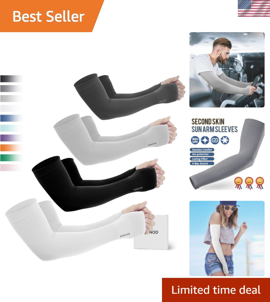 Sun Protection Cooling Arm Sleeves with Thumb Holes - Gardening Outdoors Spor...