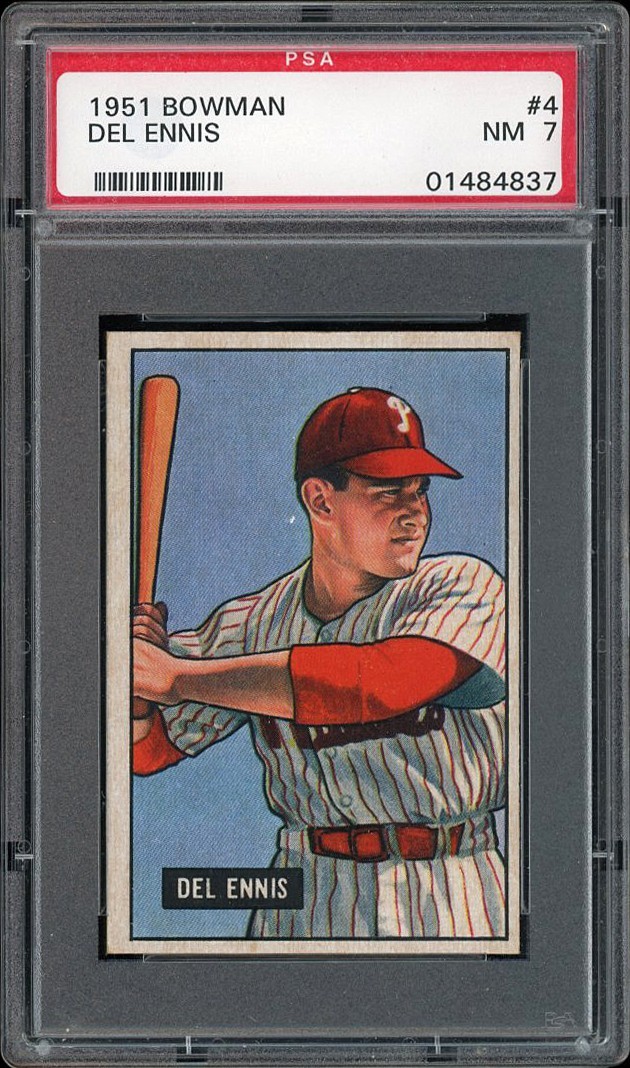 1951 Bowman #4 Del Ennis PSA 7