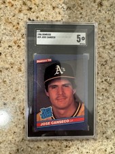Donruss 1986 Jose Canseco #39 Rated Rookie RC Oakland Athletics SGC 5